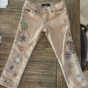 Polo by Ralph Lauren Kids Beige Jeans with Colorful Embroidery